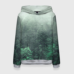 Толстовка-худи женская Туманный лес, цвет: 3D-меланж