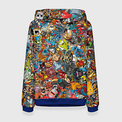 Толстовка-худи женская Стикеры, цвет: 3D-синий