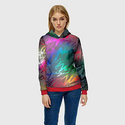 Толстовка-худи женская Узоры, цвет: 3D-красный — фото 2