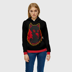Толстовка-худи женская Wolf Logo, цвет: 3D-красный — фото 2