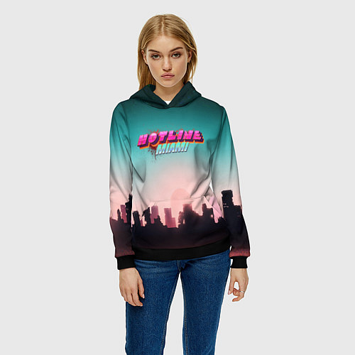 Женская толстовка HOTLINE MIAMI / 3D-Черный – фото 3
