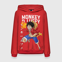 Толстовка-худи женская Monkey D Luffy, цвет: 3D-красный