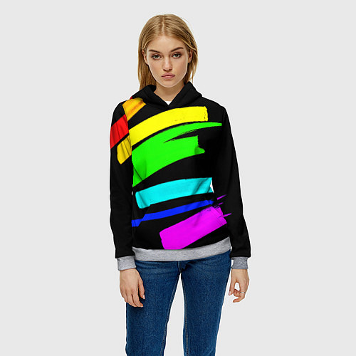 Женская толстовка НЕОНОВЫЕ КРАСКИ / 3D-Меланж – фото 3