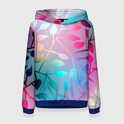 Толстовка-худи женская Листья, цвет: 3D-синий