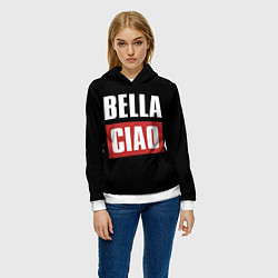 Толстовка-худи женская Bella Ciao, цвет: 3D-белый — фото 2