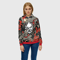 Толстовка-худи женская CYBERPUNK2077 SAMURAI, цвет: 3D-красный — фото 2