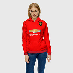 Толстовка-худи женская Манчестер Юнайтед форма 2020, цвет: 3D-красный — фото 2