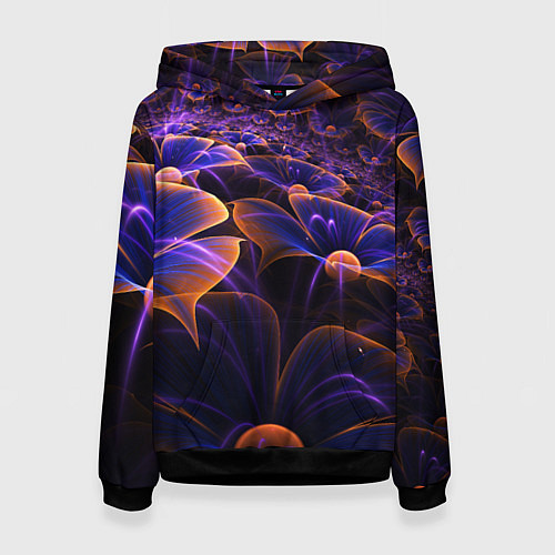 Женская толстовка Цветки во тьме / 3D-Черный – фото 1