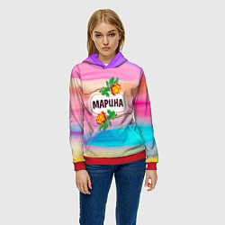 Толстовка-худи женская Марина, цвет: 3D-красный — фото 2