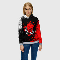 Толстовка-худи женская CYBERPUNK 2077, цвет: 3D-меланж — фото 2