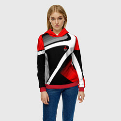 Толстовка-худи женская Mitsubishi ФОРМА, цвет: 3D-красный — фото 2