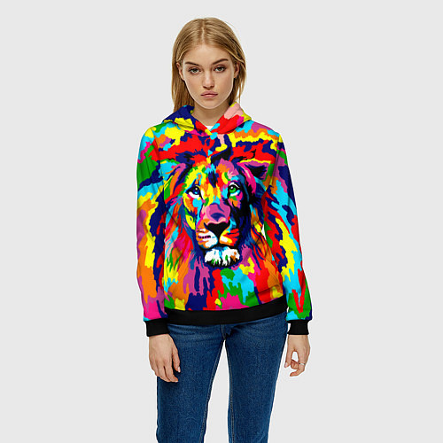 Женская толстовка Лев Artistic Art / 3D-Черный – фото 3