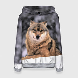 Толстовка-худи женская Wolf Волк, цвет: 3D-меланж