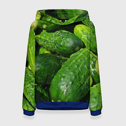 Толстовка-худи женская Огурцы, цвет: 3D-синий