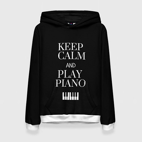 Женская толстовка Keep calm and play piano / 3D-Белый – фото 1