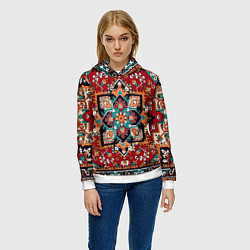 Толстовка-худи женская Классический ковер, цвет: 3D-белый — фото 2