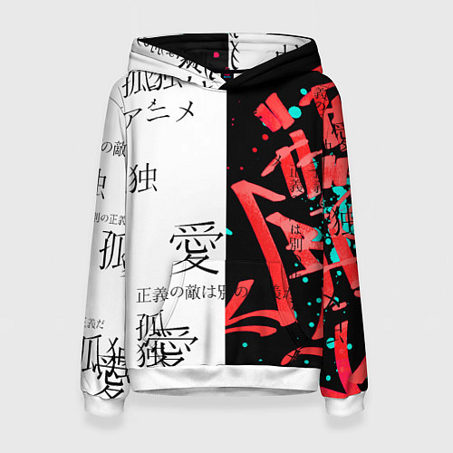 Женская толстовка Японские надписи / 3D-Белый – фото 1