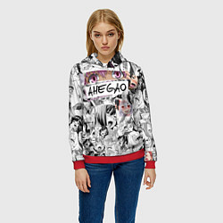 Толстовка-худи женская Ахегао Ahegao, цвет: 3D-красный — фото 2