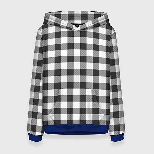 Женская толстовка Черно-белая клетка / 3D-Синий – фото 1