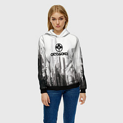 Толстовка-худи женская Cyberpunk 2077 Arasaka, цвет: 3D-черный — фото 2