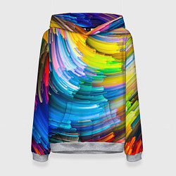 Толстовка-худи женская Цветные полоски, цвет: 3D-меланж