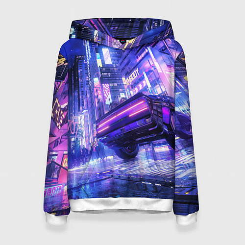 Женская толстовка Cyberpunk city / 3D-Белый – фото 1