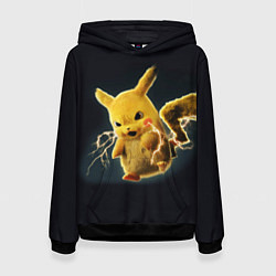 Толстовка-худи женская Pikachu Pika Pika, цвет: 3D-черный