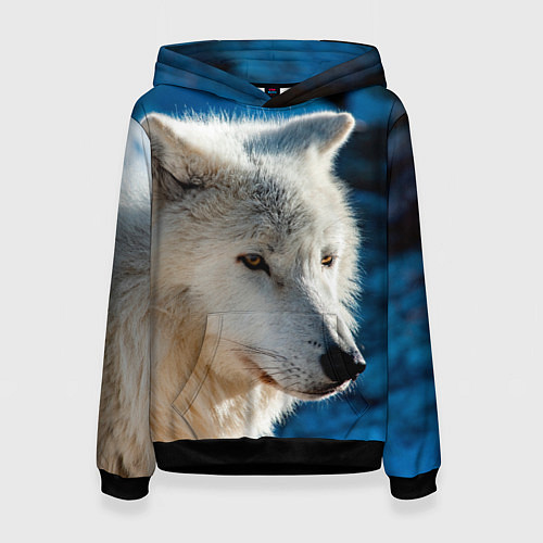 Женская толстовка Волк на черном фоне / 3D-Черный – фото 1