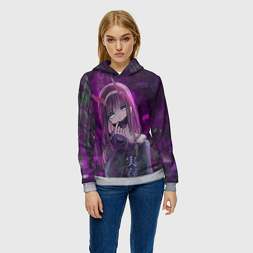 Женская толстовка Zero Two in mask / 3D-Меланж – фото 3