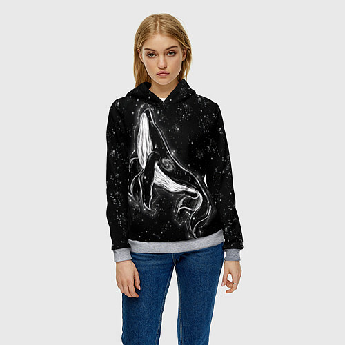 Женская толстовка Космический Кит / 3D-Меланж – фото 3