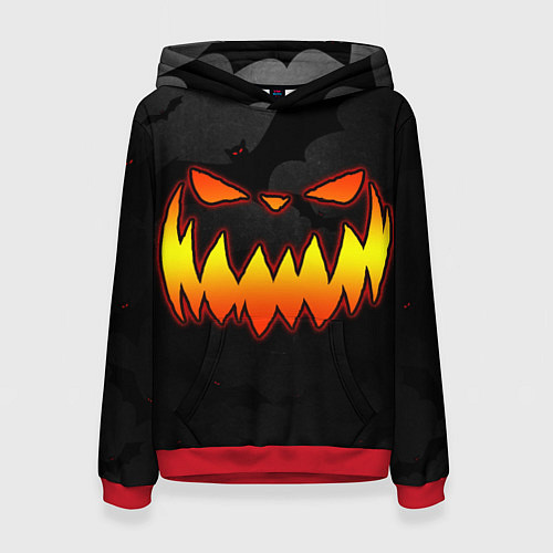 Женская толстовка Pumpkin smile and bats / 3D-Красный – фото 1