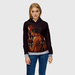 Толстовка-худи женская One Piece Портгас Д Эйс, цвет: 3D-меланж — фото 2