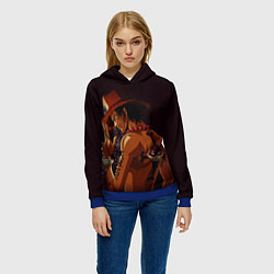 Толстовка-худи женская One Piece Портгас Д Эйс, цвет: 3D-синий — фото 2