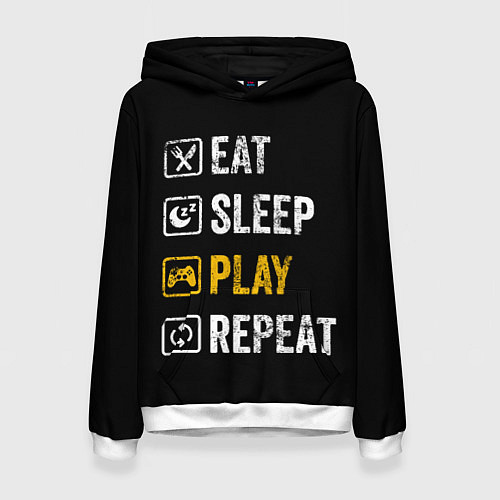 Женская толстовка Eat Sleep Play Repeat / 3D-Белый – фото 1