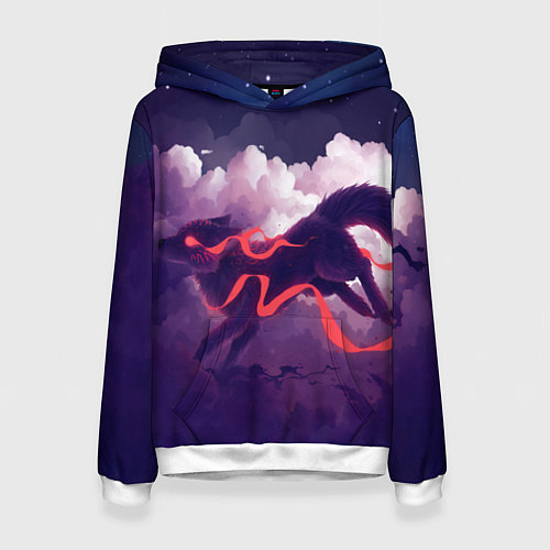 Женская толстовка Лиса бежит по облакам / 3D-Белый – фото 1