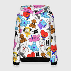 Толстовка-худи женская BTS BT21, цвет: 3D-черный