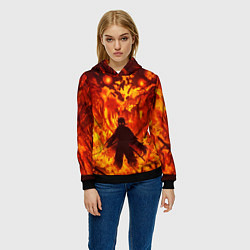 Толстовка-худи женская Клинок, рассекающий демонов, цвет: 3D-черный — фото 2