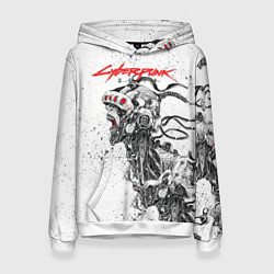 Толстовка-худи женская CYBERPUNK 2077, цвет: 3D-белый