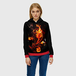 Толстовка-худи женская Огненный цветок, цвет: 3D-красный — фото 2