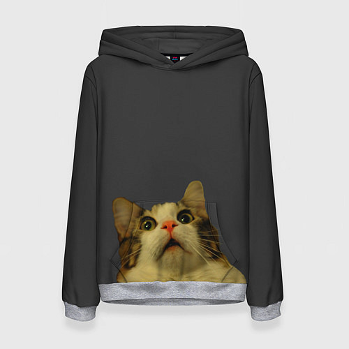 Женская толстовка Коте смотрит вверх / 3D-Меланж – фото 1