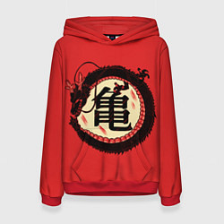 Толстовка-худи женская Иероглифы Китайский Дракон, цвет: 3D-красный