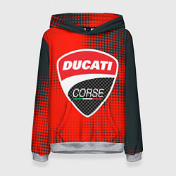 Толстовка-худи женская Ducati Corse logo, цвет: 3D-меланж