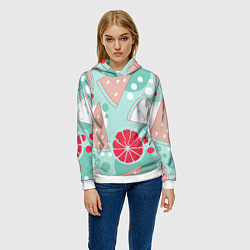 Толстовка-худи женская Арбузно-цитрусовый узор, цвет: 3D-белый — фото 2