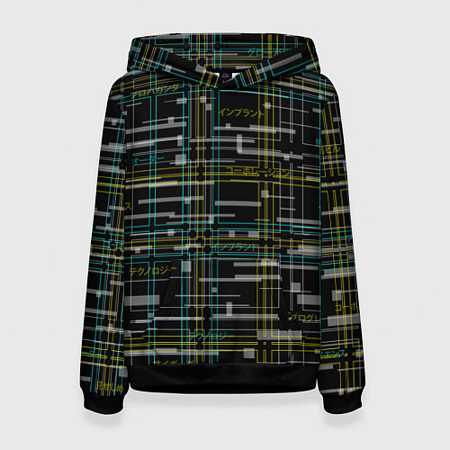 Женская толстовка Cyberpunk Tartan / 3D-Черный – фото 1