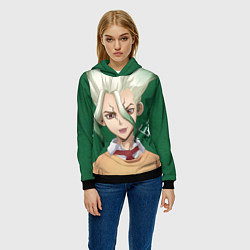 Толстовка-худи женская Доктор Стоун, цвет: 3D-черный — фото 2