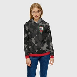 Толстовка-худи женская Пограничные войска, цвет: 3D-красный — фото 2