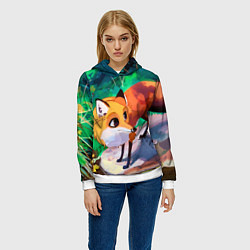 Толстовка-худи женская Лисичка, цвет: 3D-белый — фото 2