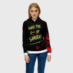Толстовка-худи женская WAKE THE F*** UP SAMURAI, цвет: 3D-белый — фото 2