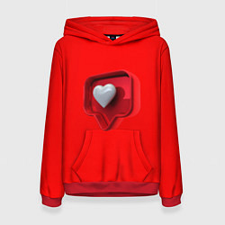 Толстовка-худи женская Электронное сердце, цвет: 3D-красный