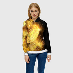 Толстовка-худи женская БИТКОИН ЗОЛОТО BITCOIN GOLD, цвет: 3D-белый — фото 2
